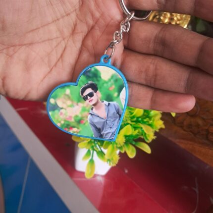 heart shape -Photo-Keychain Personalized keychain online Custom photo keychain Rectangle shape keychain Single side keychain print Double side keychain printing Custom gift keychain Buy keychain with photo