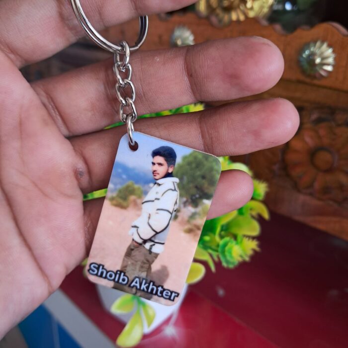 Rectangle-Photo-Keychain Personalized keychain online Custom photo keychain Rectangle shape keychain Single side keychain print Double side keychain printing Custom gift keychain Buy keychain with photo