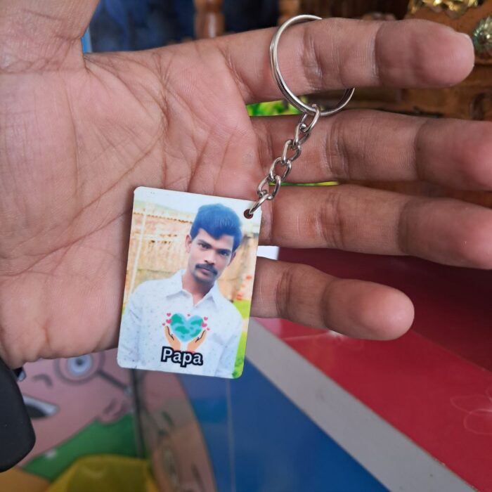 Rectangle-Photo-Keychain Personalized keychain online Custom photo keychain Rectangle shape keychain Single side keychain print Double side keychain printing Custom gift keychain Buy keychain with photo