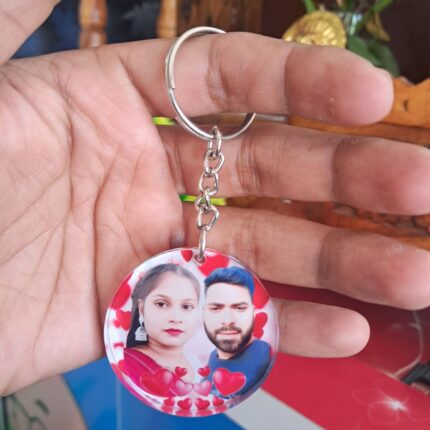 Round-Photo-Keychain Personalized keychain online Custom photo keychain Rectangle shape keychain Single side keychain print Double side keychain printing Custom gift keychain Buy keychain with photo