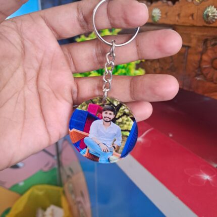 Round-Photo-Keychain Personalized keychain online Custom photo keychain Rectangle shape keychain Single side keychain print Double side keychain printing Custom gift keychain Buy keychain with photo