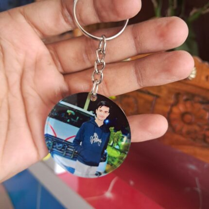 Round-Photo-Keychain Personalized keychain online Custom photo keychain Rectangle shape keychain Single side keychain print Double side keychain printing Custom gift keychain Buy keychain with photo