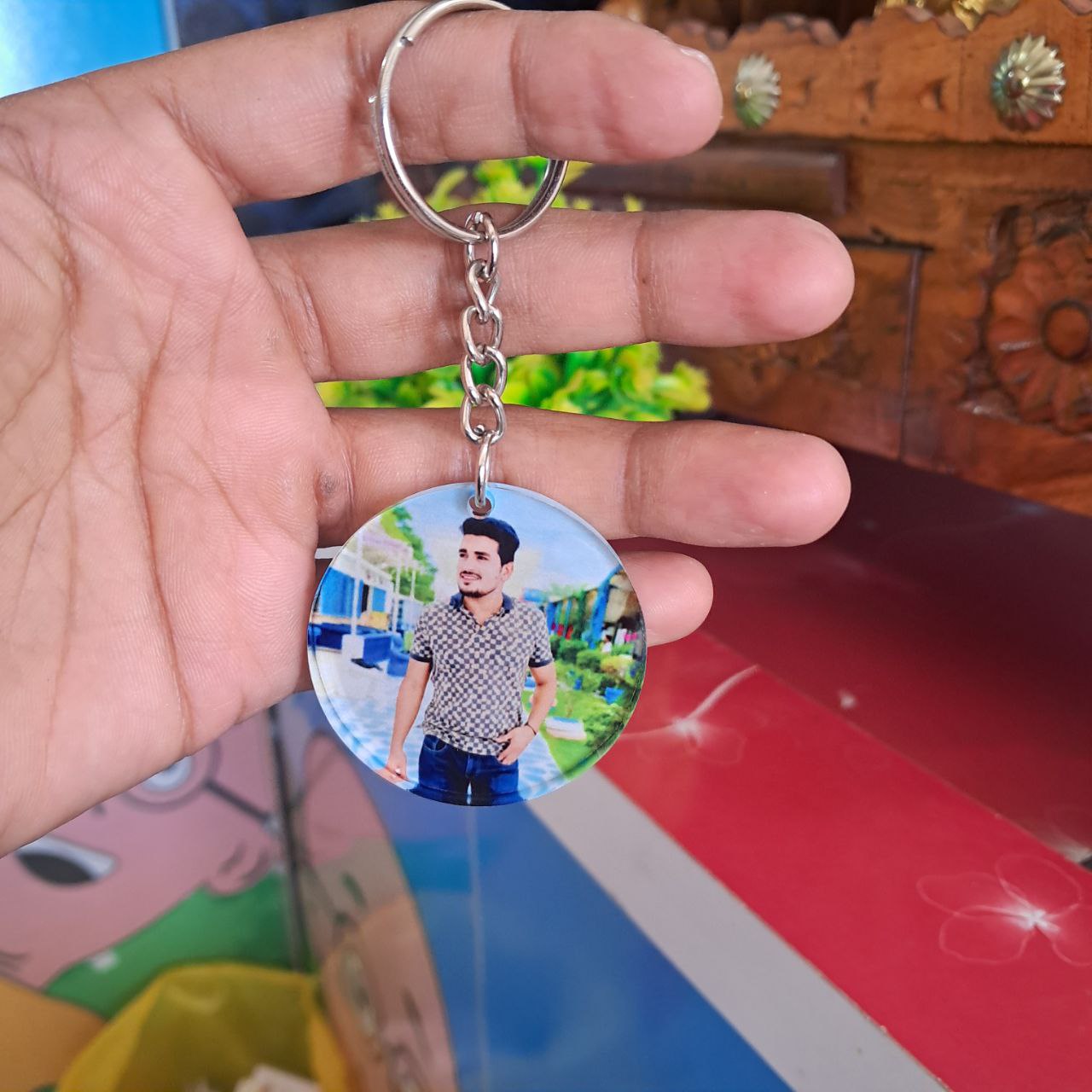 Round-Photo-Keychain Personalized keychain online Custom photo keychain Rectangle shape keychain Single side keychain print Double side keychain printing Custom gift keychain Buy keychain with photo