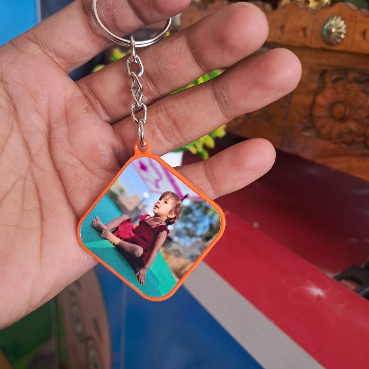 Square-Photo-Keychain Personalized keychain online Custom photo keychain Rectangle shape keychain Single side keychain print Double side keychain printing Custom gift keychain Buy keychain with photo